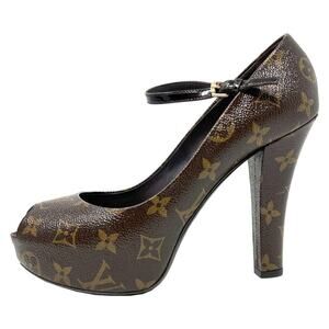 Retro Louis Vuitton Monogram Canvas Peep Toe Platform Pumps – Size 37.5